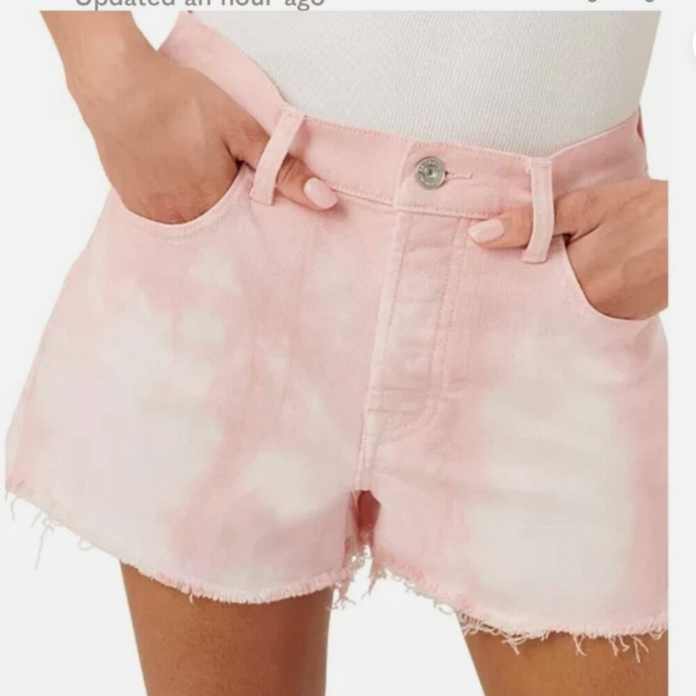 NWT 7 For All Mankind Tie Dye Pink Monroe Shorts